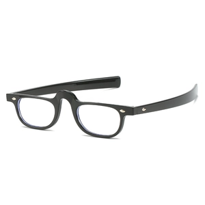 Quirky minimalist black PC semi-rimless optical glasses with vintage arched nose bridge
