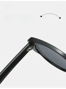 Detail of durable texture hinge on black sunglasses for thousands of smooth folds