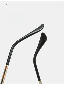 Detail of curved ergonomic temples on oversized square sunglasses for a comfortable fit