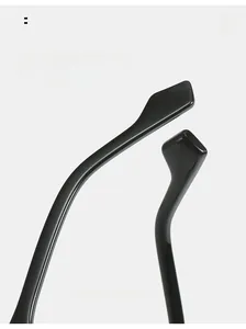 Detail view of glossy black ergonomic curved temples for anti-blue light glasses