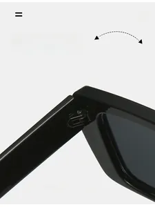 Macro shot of durable metal hinge detail on vintage black flat top square sunglasses