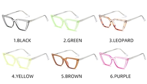 Selection of retro cat-eye anti-blue light frames in six stylish colors with TR90 spring hinges