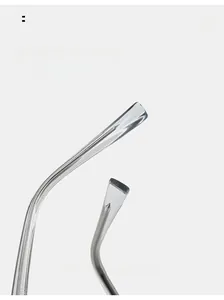 Detail of curved TR90 glasses legs with metal spring hinges for a comfortable fit