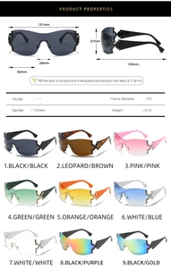 Guide des tailles et options de couleurs pour lunettes de soleil Y2K enveloppantes
