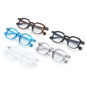 Five colors of stylish oversized anti-blue light polygon glasses frames with rivet detail