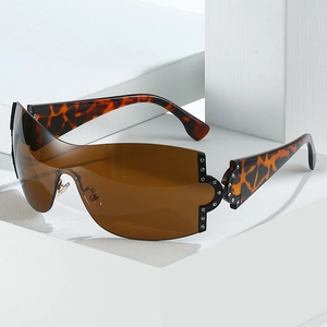 Lunettes de soleil Y2K oversize avec branches écailles et détails en strass