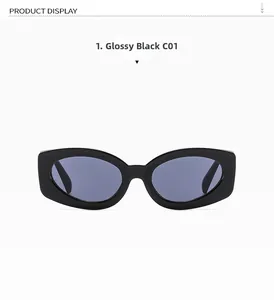Front view of black rectangular jelly frame sunglasses in retro minimalist style