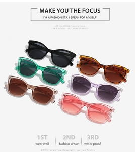 Détail de lunettes de soleil œil-de-chat élégantes en six couleurs assorties tendance