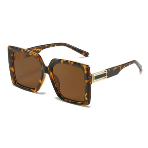 Retro square oversized tortoiseshell sunglasses with brown lenses and gold metal accents