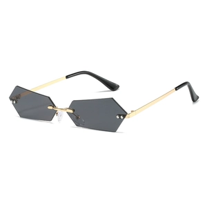 Rimless Geometric Sunglasses Women Hexagon Metal Frame UV400 Protection Gradient Lenses Fashion Vintage Eyewear Outdoor