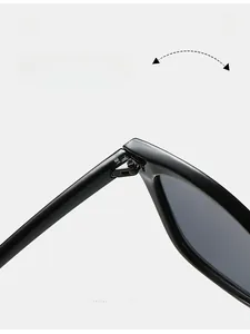 Détail de la charnière métallique renforcée sur la monture de lunettes de soleil œil de chat