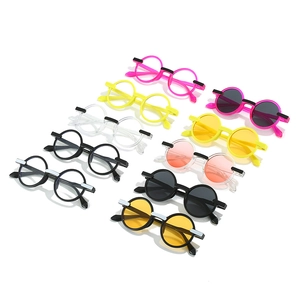 Fashionable retro round colorful sunglasses set with side bar accent in various tints