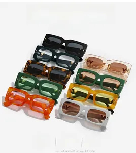 Détails des lunettes de soleil rectangulaires avec accents en V et divers coloris tendance
