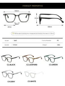 Sizing guide for square rhinestone glasses with detailed frame dimensions and specifications
