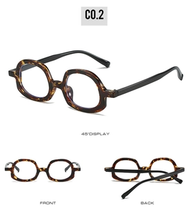 Three-angle views of square tortoiseshell frames with black temples in multiple perspectives