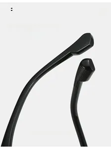 Detail of curved black spectacle legs with non-slip ridges for enhanced comfort