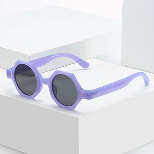 Lunettes de soleil octogonales pour enfants lilas avec monture en résine épaisse