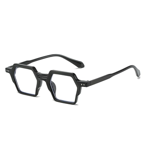 Monture de lunettes hexagonale noire surdimensionnée unisexe au style streetwear moderne
