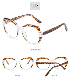 Detailansichten von Vintage TR90 Brillenrahmen in Leopard und Transparent im Überformat