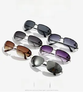 Collection of retro rimless sports sunglasses in various colors with slim metal temples