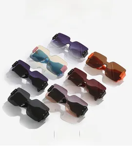 Détails de lunettes de soleil sans monture en plusieurs couleurs dégradées à la mode
