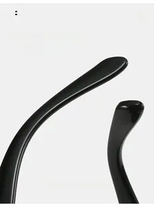 Detail of curved glossy black sunglasses legs designed for a comfortable ear fit