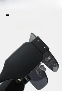 Détail de la charnière robuste sur les lunettes de soleil sans monture noires
