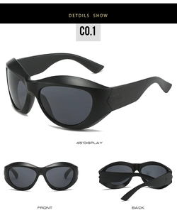 Multiple views showing frame details and gray lenses of oversized steampunk sunglasses