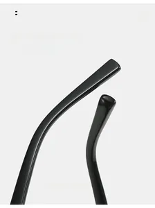 Detail of curved glossy black sunglasses temples for enhanced wearing comfort