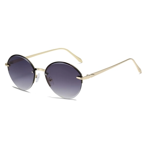 Vintage Oval Rimless Sunglasses Metal Frame UV400 Gradient PC Lens Retro Fashion Lightweight Eyewear For Women