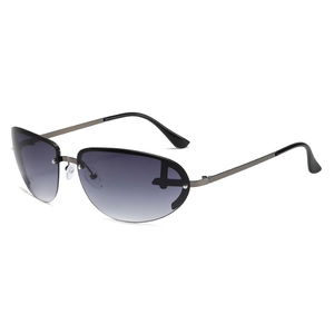 Rimless Oval Sunglasses UV400 Protection Metal Frame Gradient Lens Retro Y2K Gothic Fashion Outdoor For Men Women