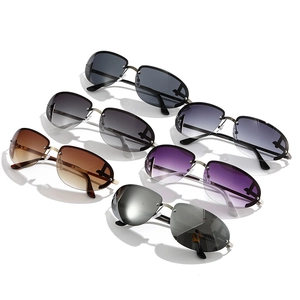 Collection of rimless metal sports sunglasses with various gradient colored oval lenses