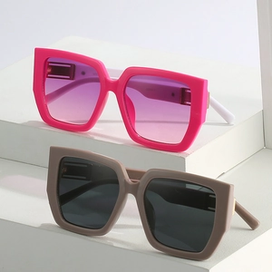 Oversized square sunglasses in pink and khaki colors with premium UV400 lenses