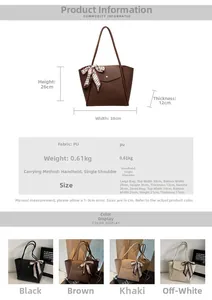 Tabella taglie dettagliata per borsa tote da donna capiente e pochette in pelle PU