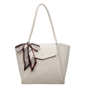 Borsa tote in pelle color crema con foulard motivo H e fibbia in metallo dorato