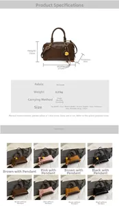 Spécifications de taille du sac Boston vintage avec nœud en matière suédine