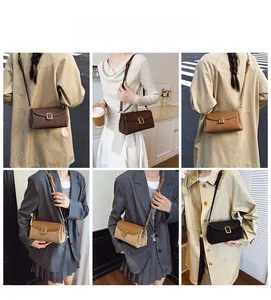Collage of chic leather crossbody bags in earthy tones styled for professional women