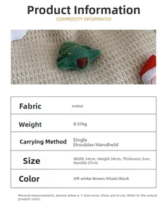 Detailed size chart for large woven tote bag showing 34x34x5cm dimensions and weight