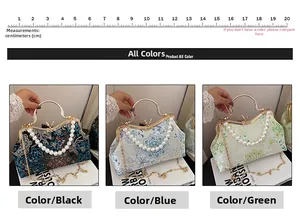 Detailed comparison of embroidered handbags with pearl handles and gold chain straps