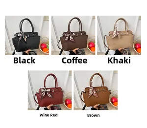 Litchi texture handbag in black, coffee, khaki, wine red and brown color options