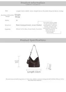 Detail view of large PU leather tote bag with dimensions 32x13x24cm and contrast stitching