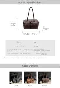 Detailed size specifications for the large PU leather hobo bag with zip pockets