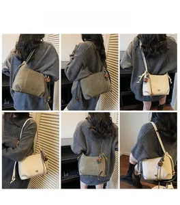 Detail shots showing shoulder and crossbody wear with knot and bead charms on retro bags