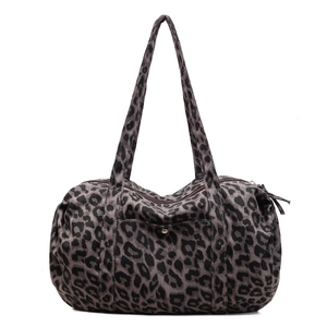 Leopard print canvas tote bag with large capacity and shoulder straps for casual use