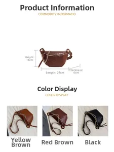 Guide des tailles pour sac banane en cuir souple rétro avec options marron et noir chic