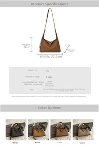 Tableau des tailles détaillé pour sac à bandoulière en cuir PU rétro multicolore