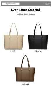 Trois sacs cabas minimalistes en beige, noir et kaki avec texture en cuir grainé