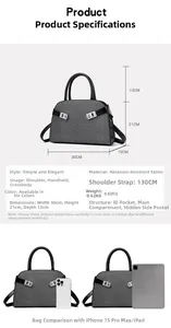 Spécifications détaillées de taille et capacité de ce sac à main à motif pied-de-poule