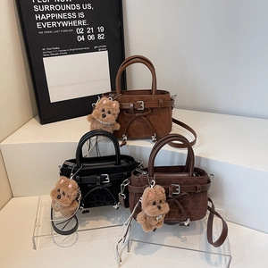 Sac À Main Imprimé Léopard En Cuir PU Pour Femme Vintage Messager Fourre-Tout Avec Pendentif Chien En Peluche Étoile Nœud