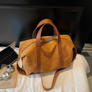 Sac fourre-tout vintage minimaliste grande capacité en daim synthétique caramel